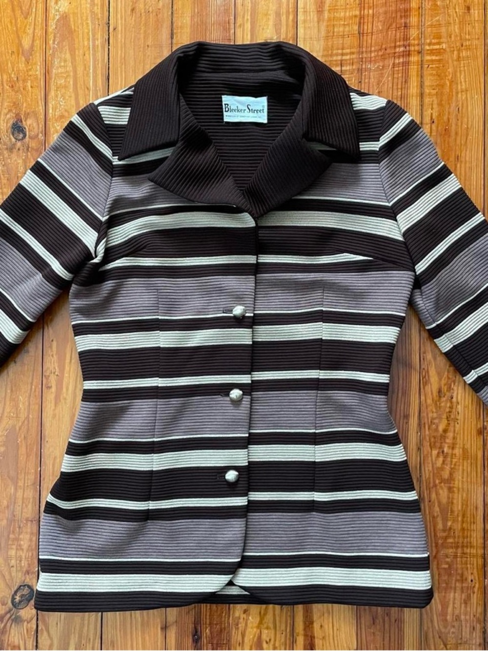 Vintage Brown & Gold Striped Blazer